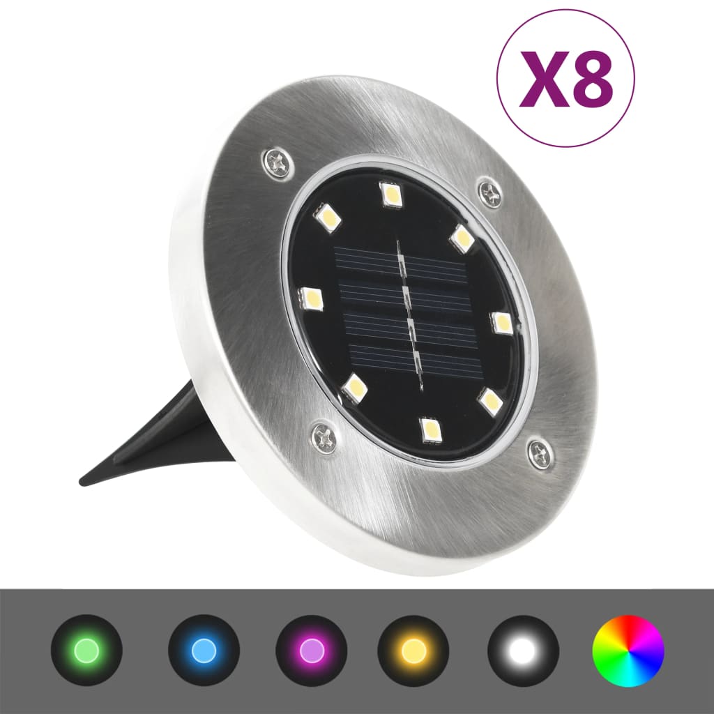 VIDAXL MORDERLAMPEN 8 ST Solar LED RGB Farbe