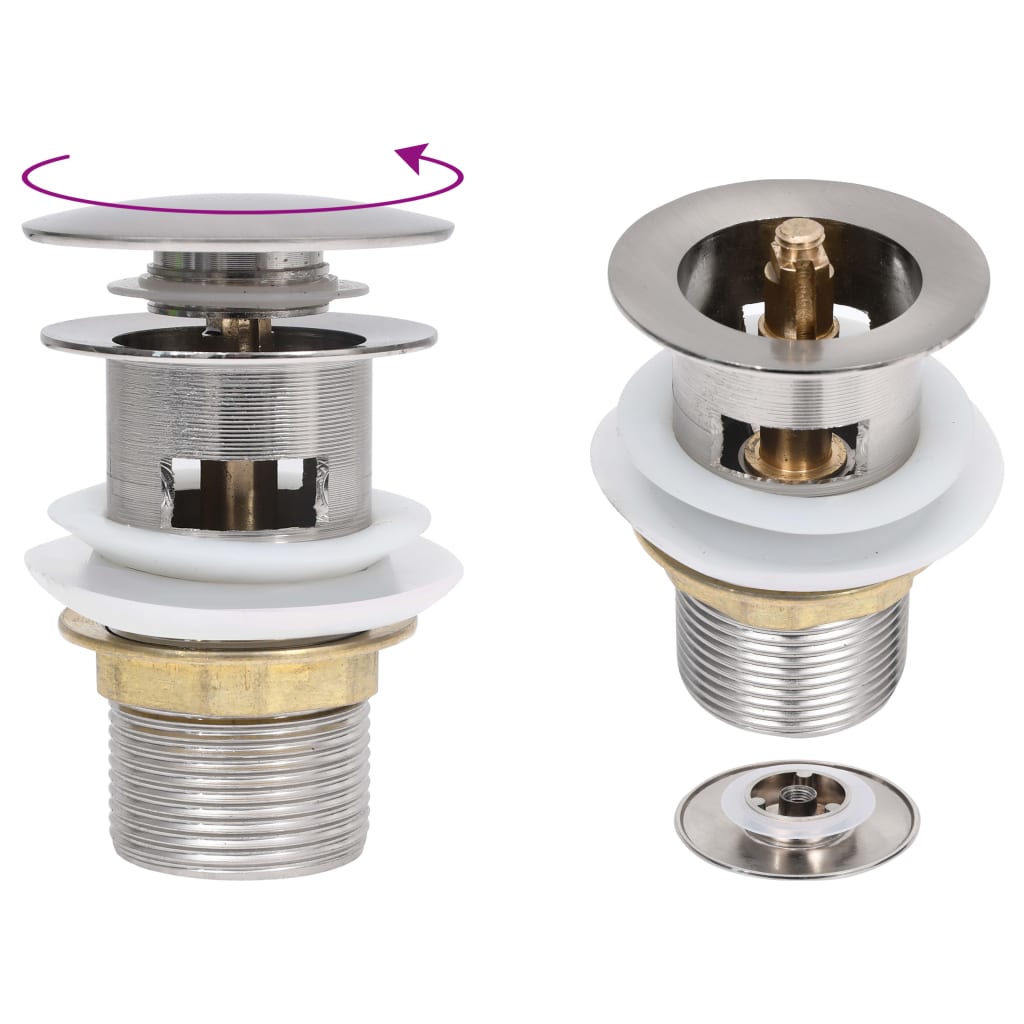 Vidaxl Drain Popup mit Überlauf 6.4x6.4x9.1 cm Silberfarbe