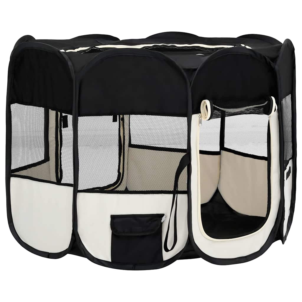 Vidaxl Hund Ren falten mit Trägertasche 90x90x58 cm schwarz
