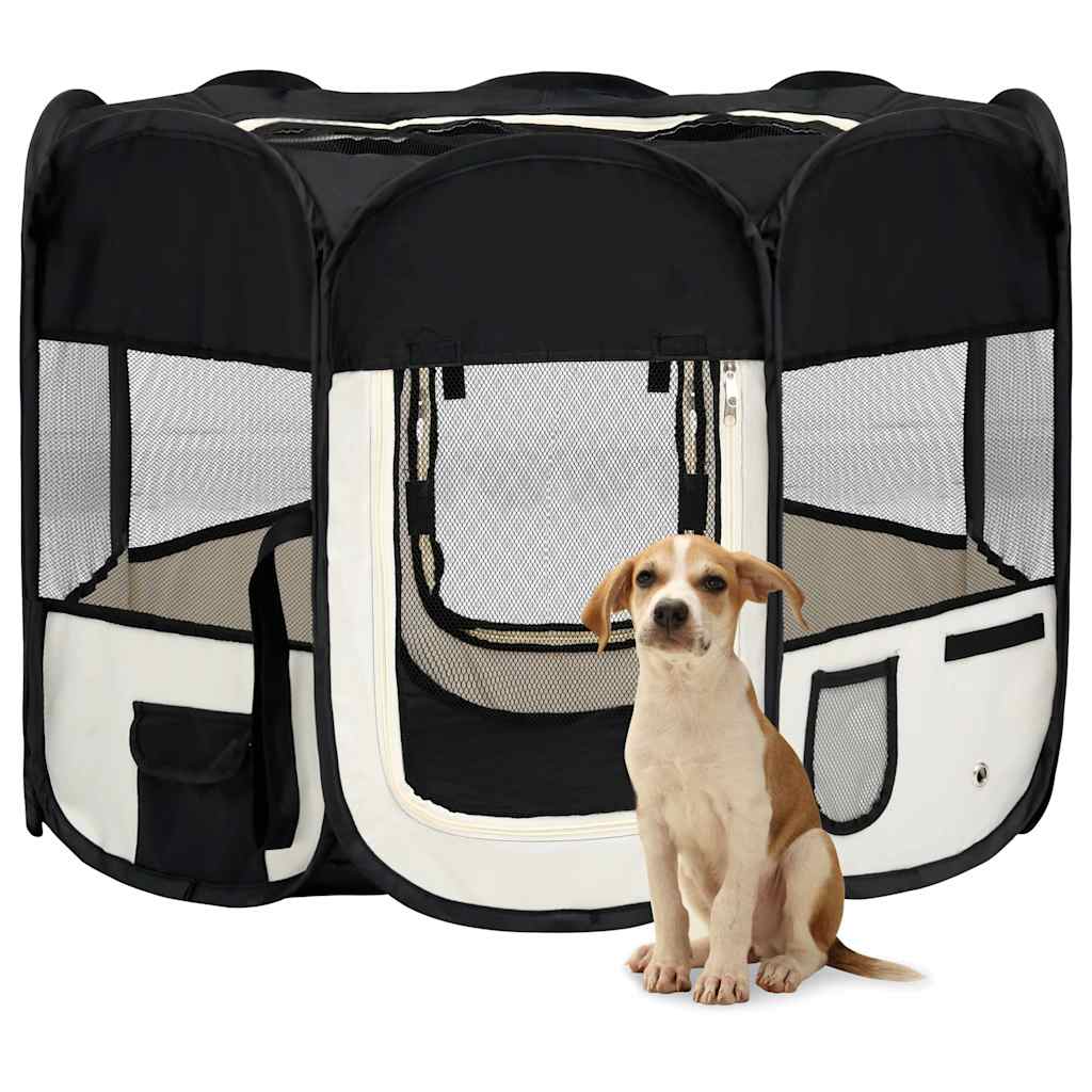 Vidaxl Hund Ren falten mit Trägertasche 90x90x58 cm schwarz