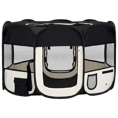 Vidaxl Hund Ren falten mit Trägertasche 125x125x61 cm schwarz