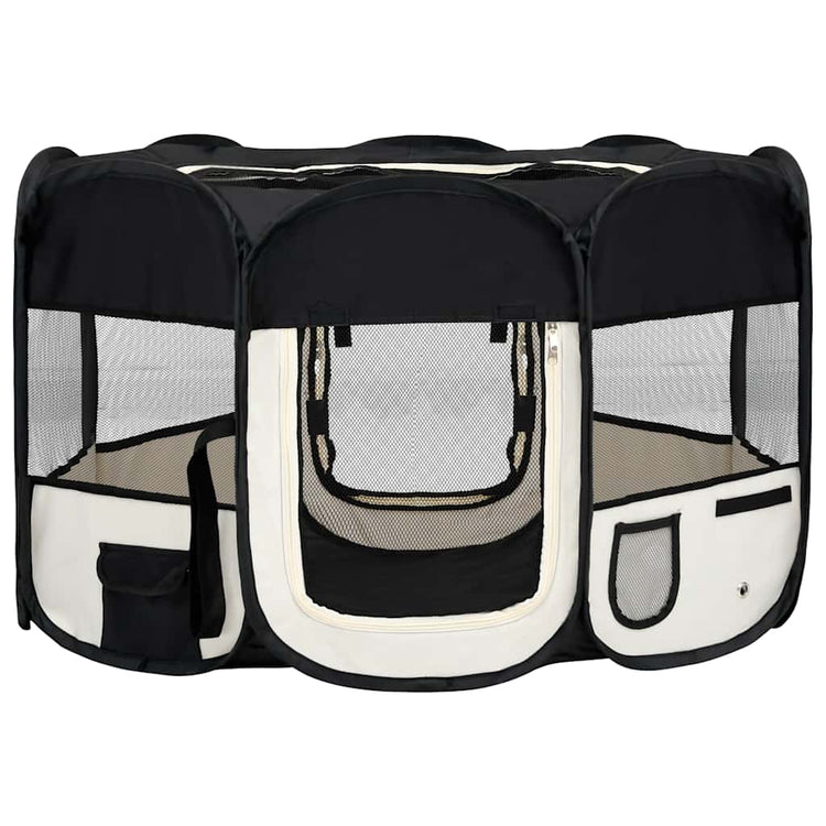 Vidaxl Hund Ren falten mit Trägertasche 125x125x61 cm schwarz
