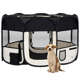 Vidaxl Hund Ren falten mit Trägertasche 125x125x61 cm schwarz - afbeelding 1