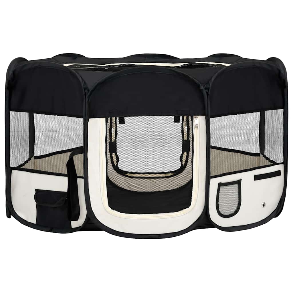 Vidaxl Hund Ren falten mit Trägertasche 145x145x61 cm schwarz