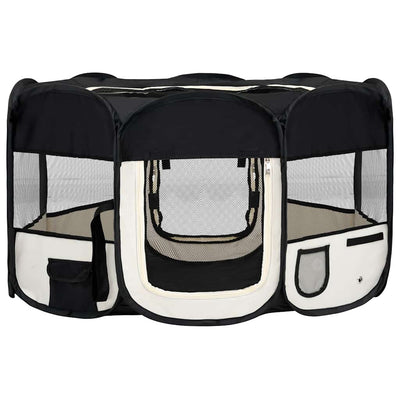 Vidaxl Hund Ren falten mit Trägertasche 145x145x61 cm schwarz