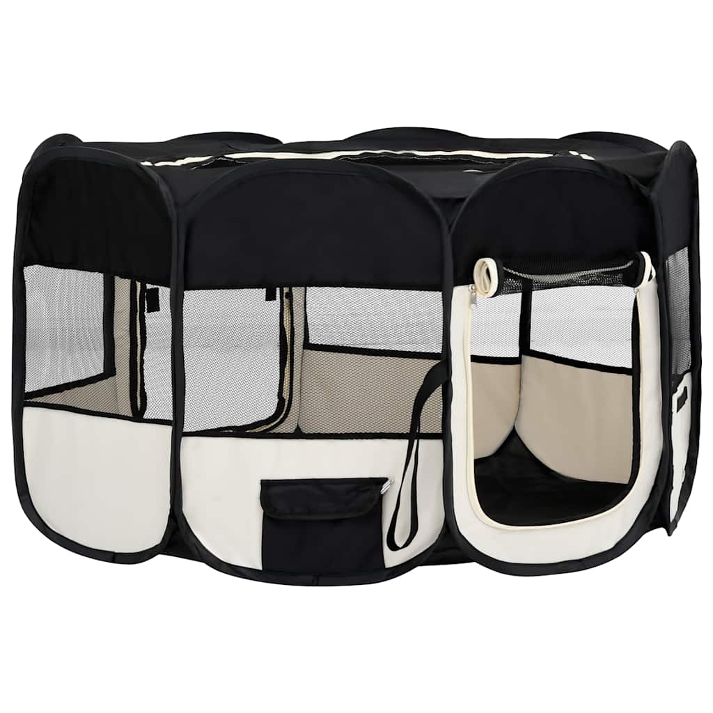 Vidaxl Hund Ren falten mit Trägertasche 145x145x61 cm schwarz