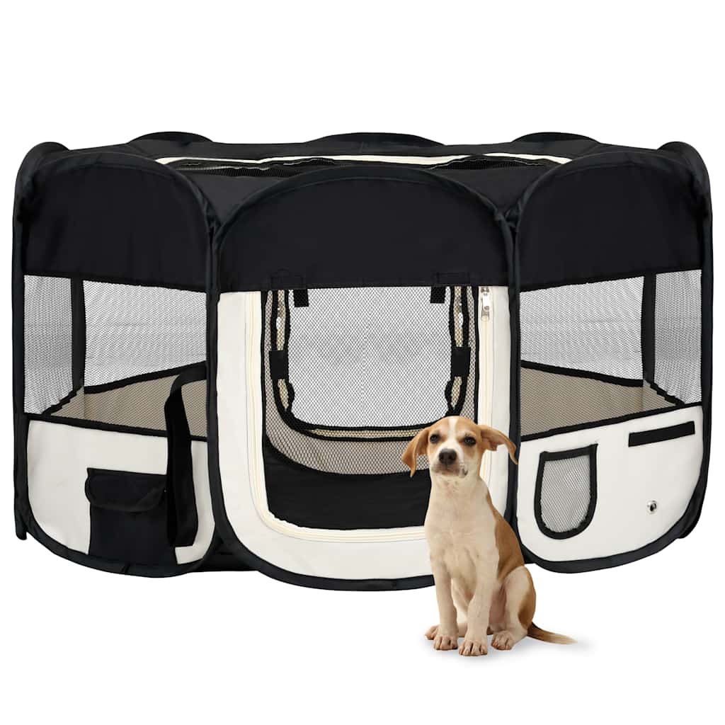 Vidaxl Hund Ren falten mit Trägertasche 145x145x61 cm schwarz