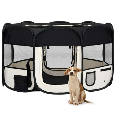 Vidaxl Hund Ren falten mit Trägertasche 145x145x61 cm schwarz