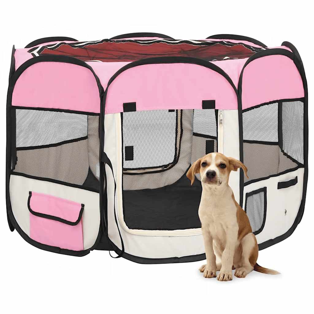 Vidaxl Hund Ren falten mit Trägertasche 90x90x58 cm Pink