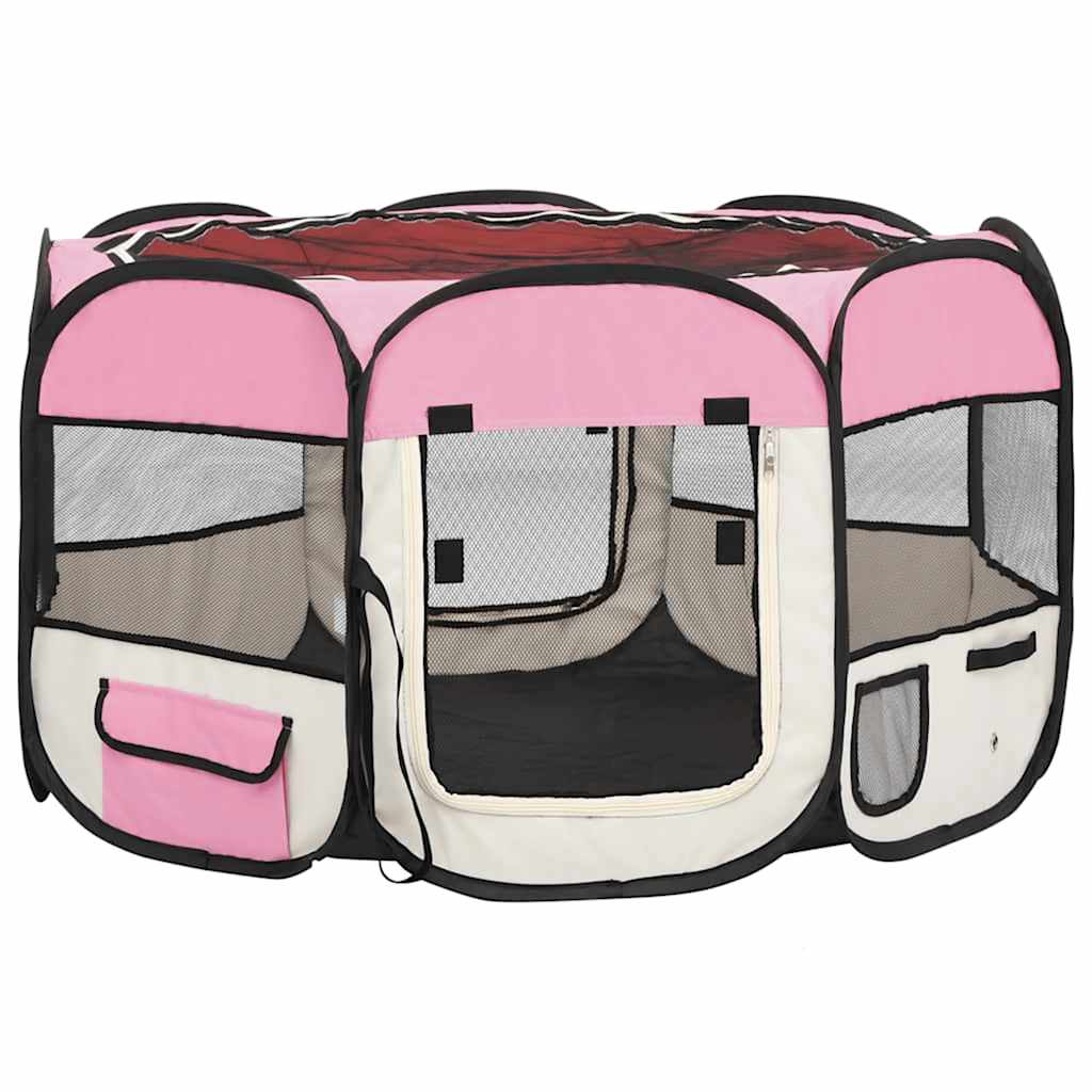 Vidaxl Hund Ren falten mit Trägertasche 110x110x58 cm Pink