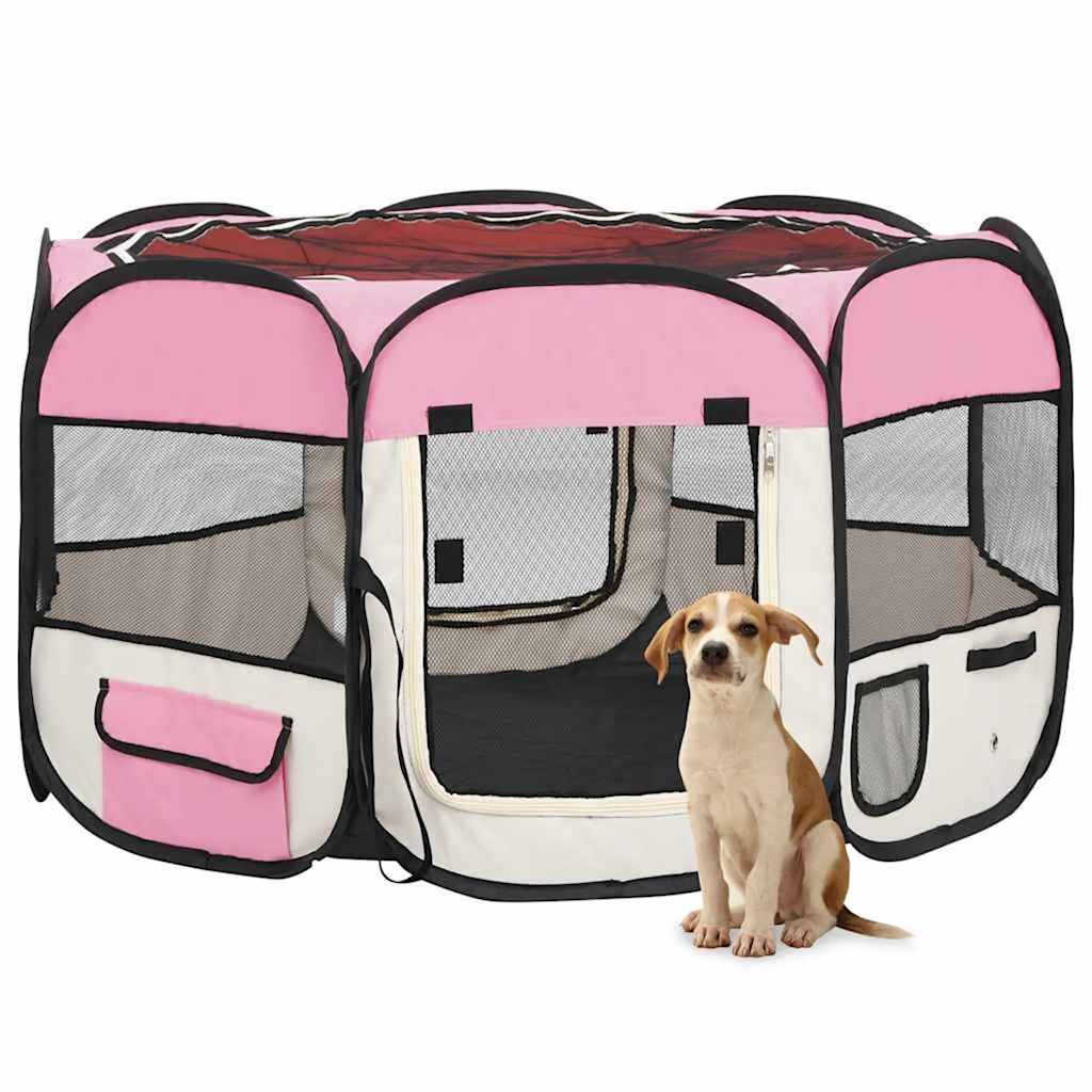 Vidaxl Hund Ren falten mit Trägertasche 110x110x58 cm Pink