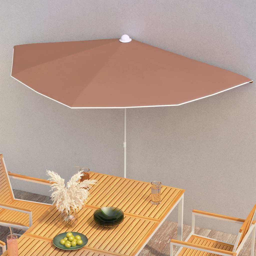 VIDAXL -Parasol -Hälfte mit Pole 180x90 cm Terrakotta -gelöscht