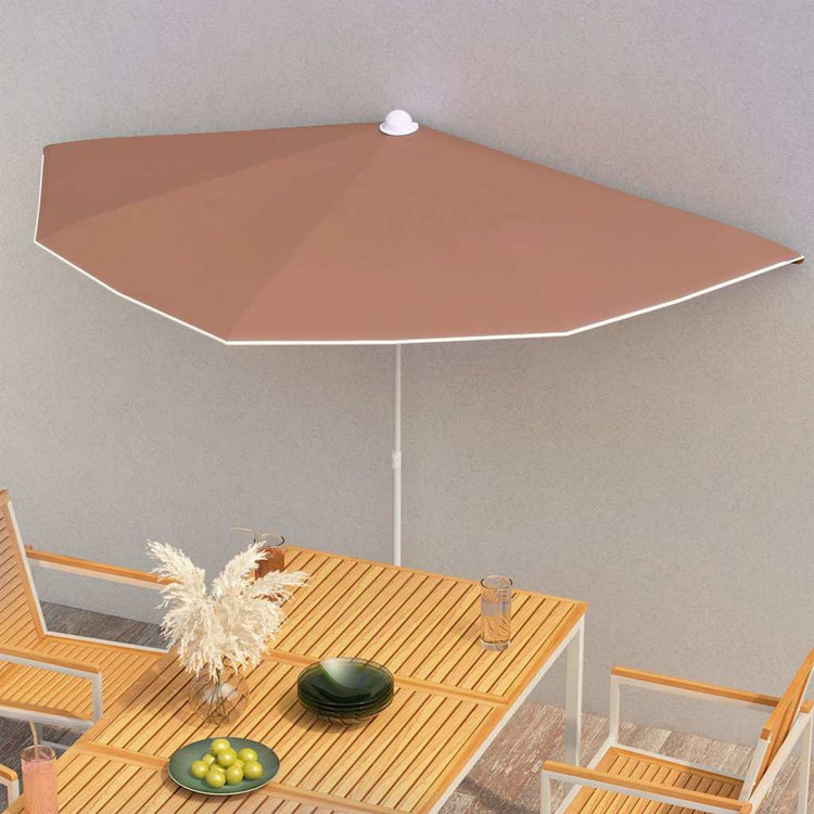 VIDAXL -Parasol -Hälfte mit Pole 180x90 cm Terrakotta -gelöscht