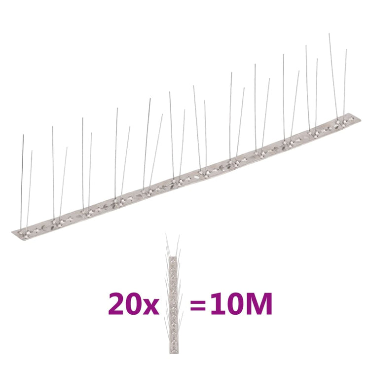 Vidaxl Vogelen Taubenstifte mit 2 Reihen 20 St 10 m Edelstahl
