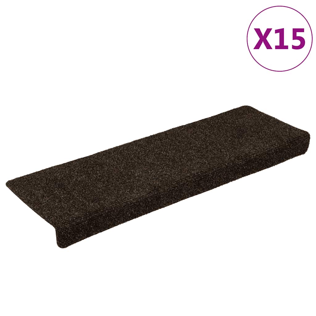 Vidaxl Treppenmatten 15 St 65x21x4 cm Nadel dunkelbraun anfühlt