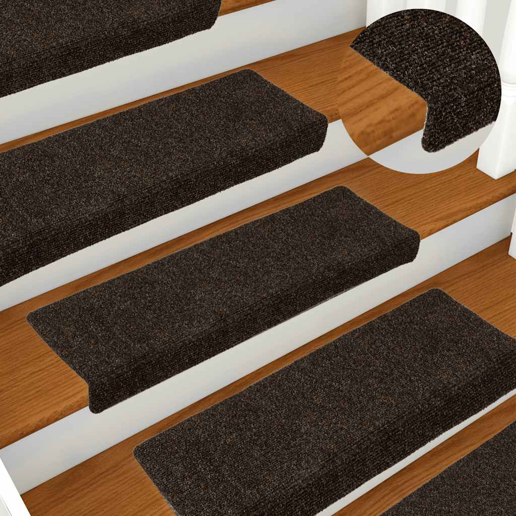 Vidaxl Treppenmatten 15 St 65x21x4 cm Nadel dunkelbraun anfühlt