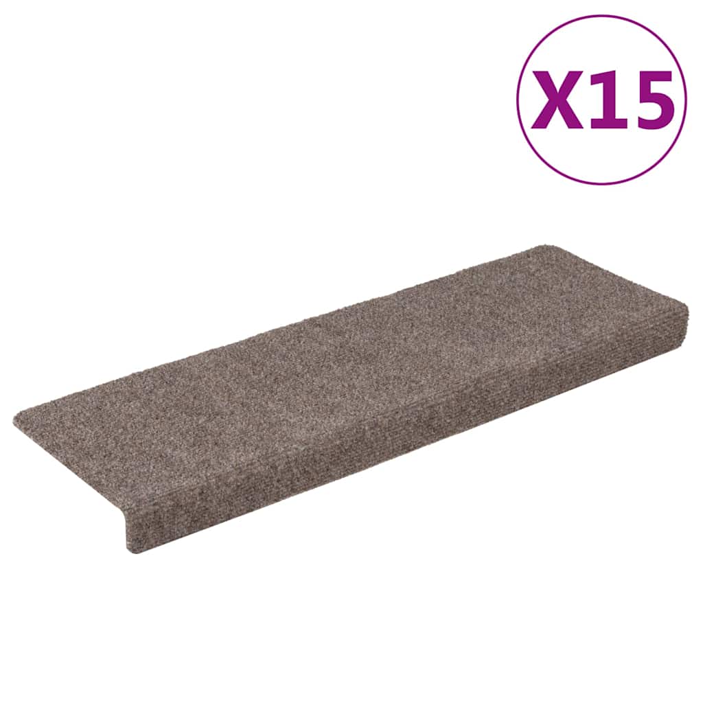 Vidaxl -Treppenmatten 15 ST 65x21x4 cm Nadel Filz creme -gelöscht