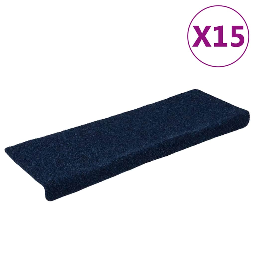 Vidaxl -Treppenmatten 15 St 65x21x4 cm Nadel Blau angefühlt
