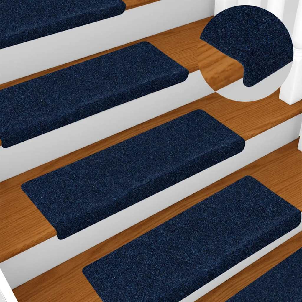 Vidaxl -Treppenmatten 15 St 65x21x4 cm Nadel Blau angefühlt