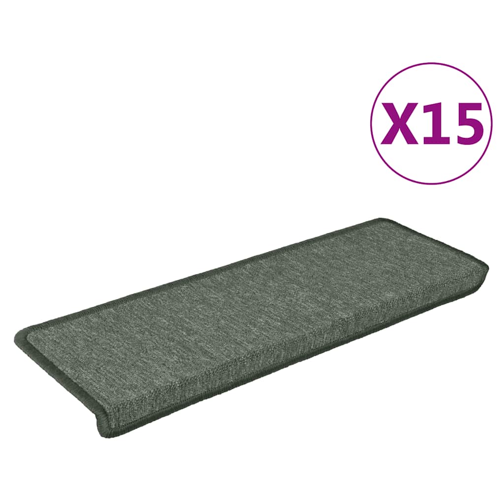 Vidaxl -Treppenmatten 15 ST 65x21x4 cm Grün