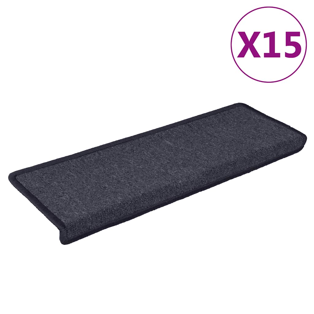 Vidaxl -Treppenmatten 15 ST 65x21x4 cm grau und blau