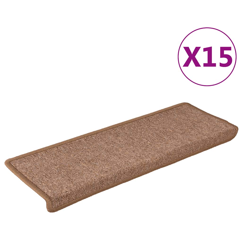 Vidaxl -Treppenmatten 15 ST 65x21x4 cm Braun