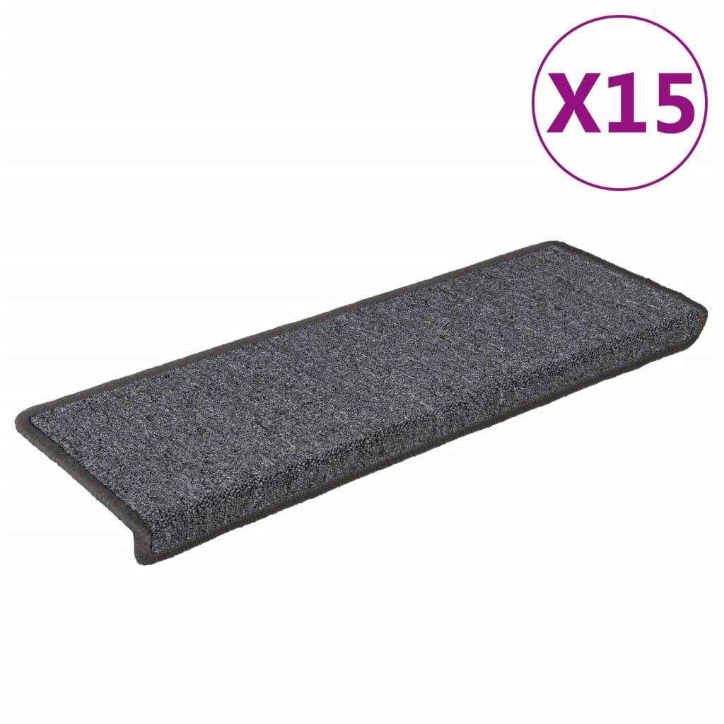 Vidaxl -Treppenmatten 15 ST 65x21x4 cm grau und schwarz