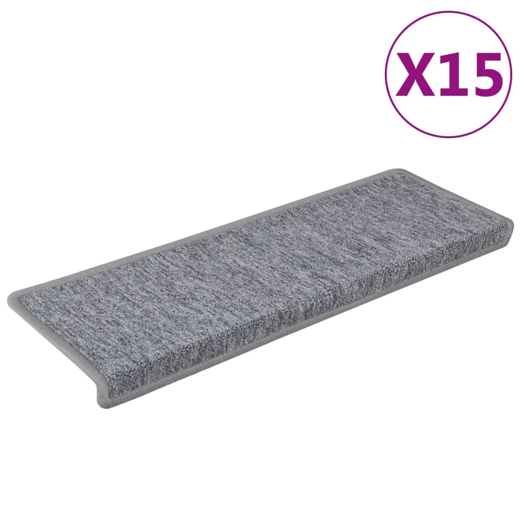 Vidaxl -Treppenmatten 15 ST 65x21x4 cm Weiß und Grau