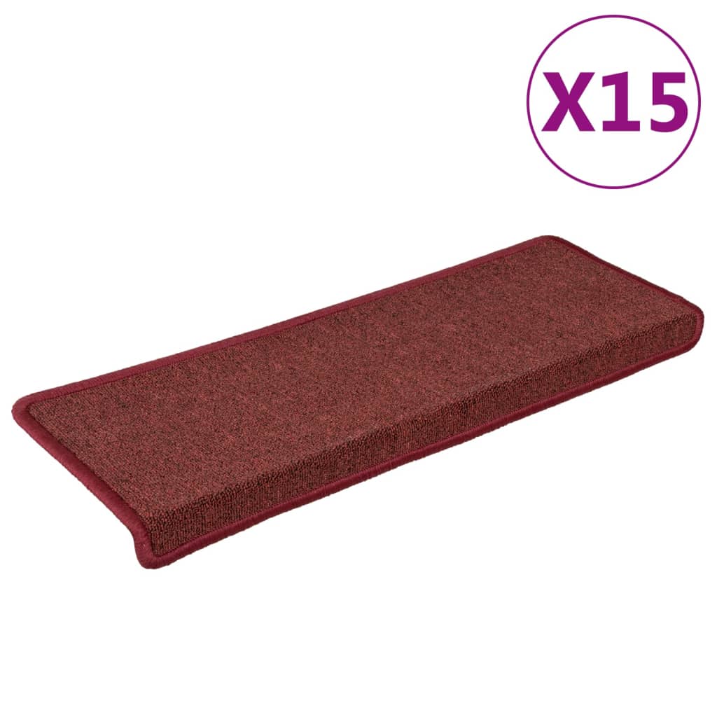 Vidaxl -Treppenmatten 15 ST 65x21x4 cm mattrot