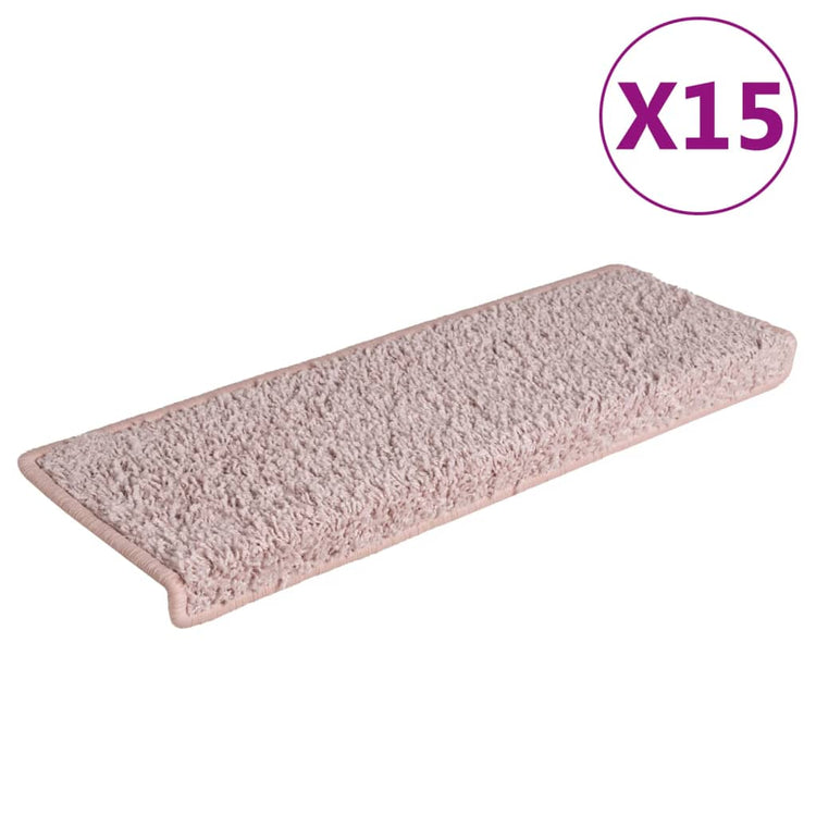 Vidaxl -Treppenmatten 15 ST 65x21x4 cm weiß und rosa
