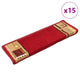 Vidaxl Treppenmatten Selbstadhäsiv 15 ST 65x21x4 cm Rot