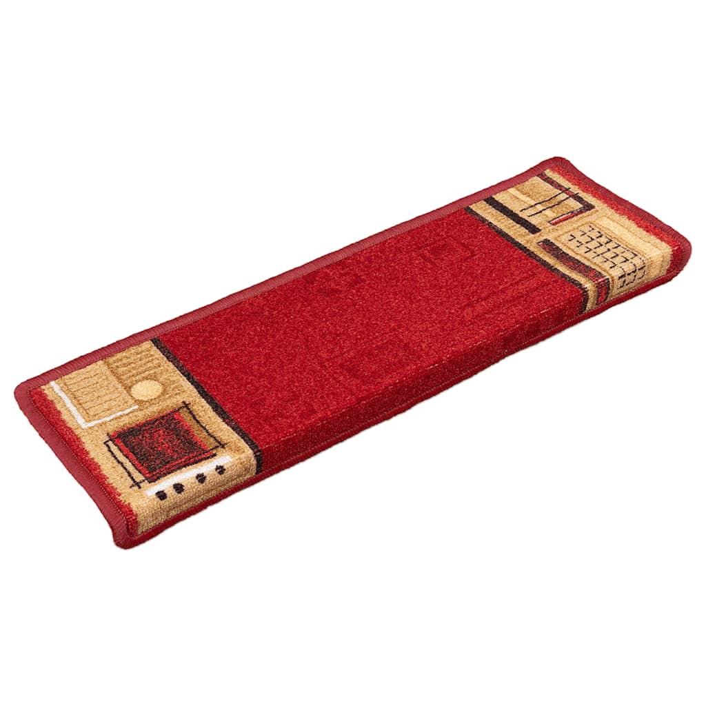 Vidaxl Treppenmatten Selbstadhäsiv 15 ST 65x21x4 cm Rot