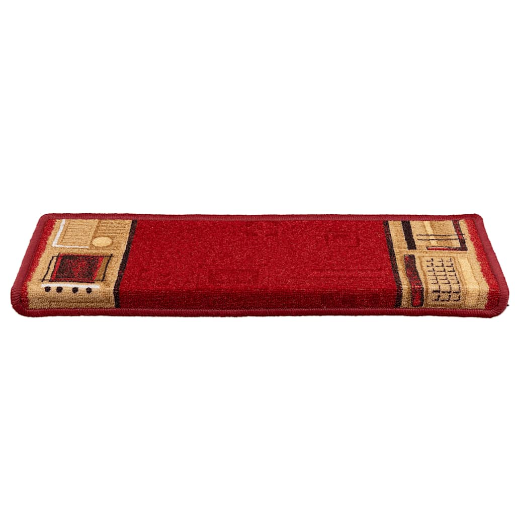 Vidaxl Treppenmatten Selbstadhäsiv 15 ST 65x21x4 cm Rot