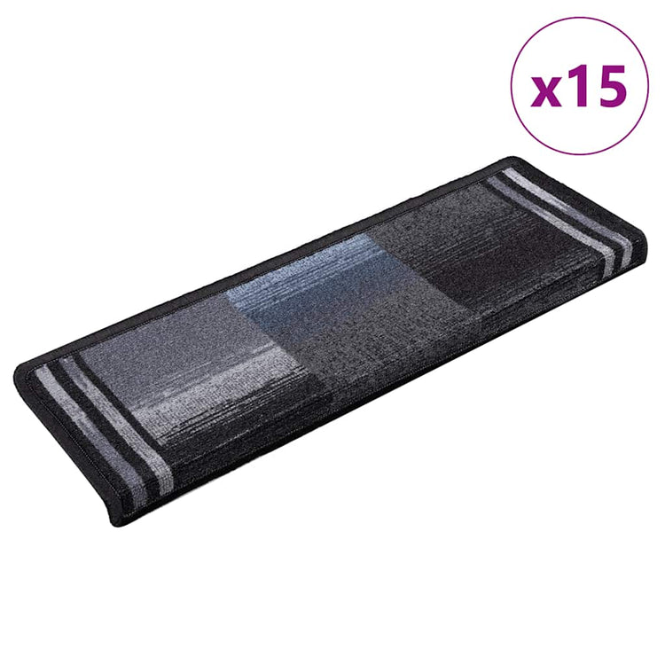 Vidaxl Treppenmatten Selbstadhäsiv 15 ST 65x21x4 cm schwarz und grau