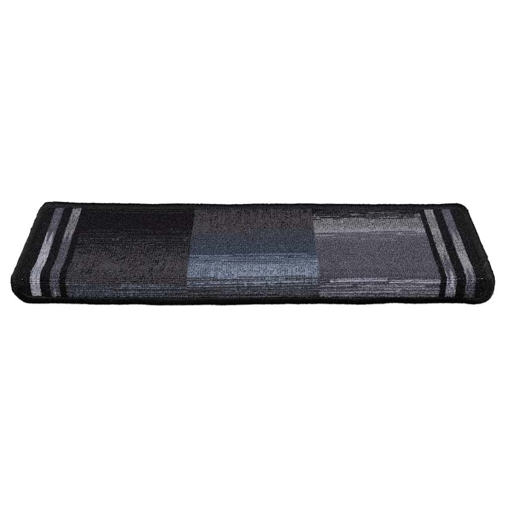 Vidaxl Treppenmatten Selbstadhäsiv 15 ST 65x21x4 cm schwarz und grau