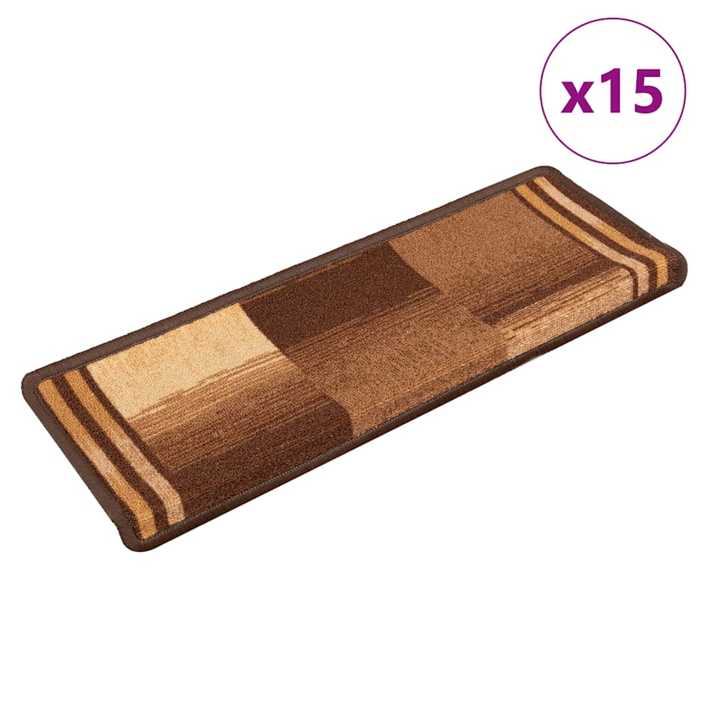 VidaXL Stufenmatten selbstklebend 15 Stück 65x21x4 cm braun