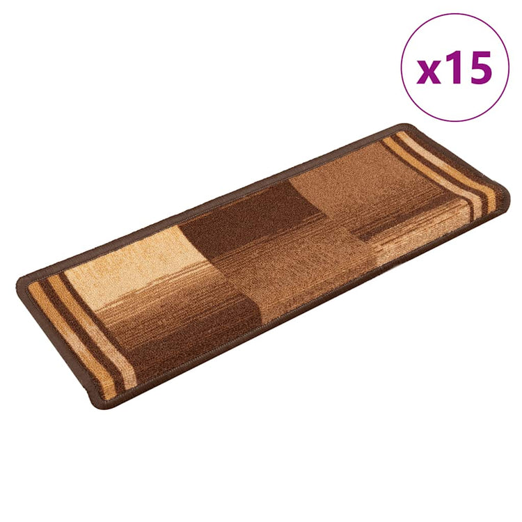 VidaXL Stufenmatten selbstklebend 15 Stück 65x21x4 cm braun