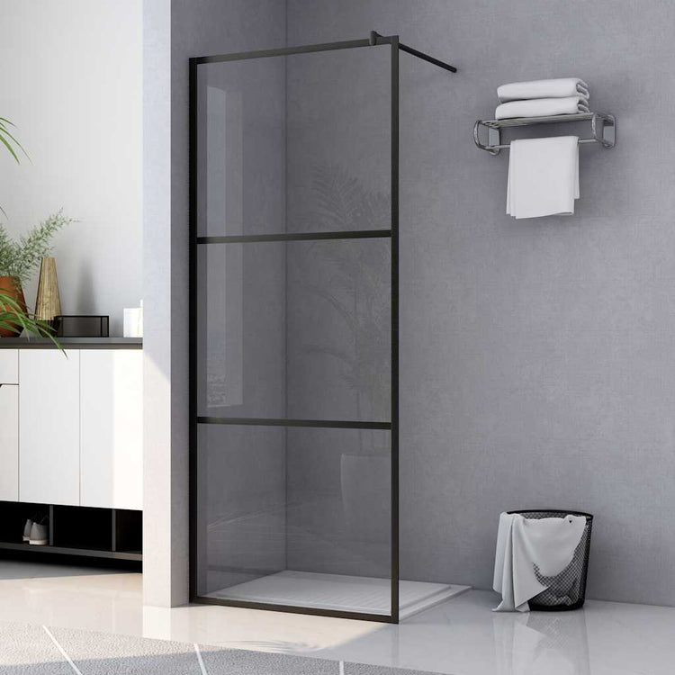 Vidaxl begehete Duschwand transparent 80x195 cm ESG Glas schwarz