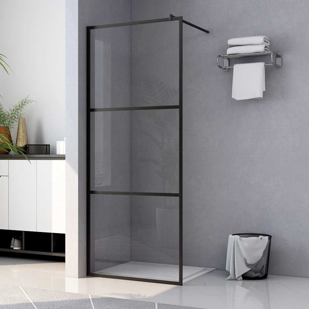Vidaxl begehete Duschwand transparent 100x195 cm ESG Glas schwarz