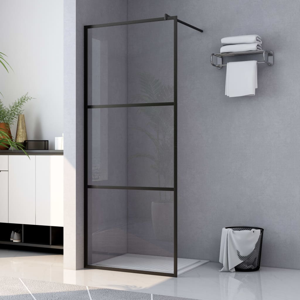 Vidaxl begehete Duschwand transparent 115x195 cm ESG Glas schwarz