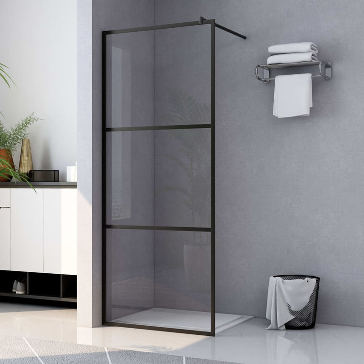 Vidaxl begehete Duschwand transparent 115x195 cm ESG Glas schwarz
