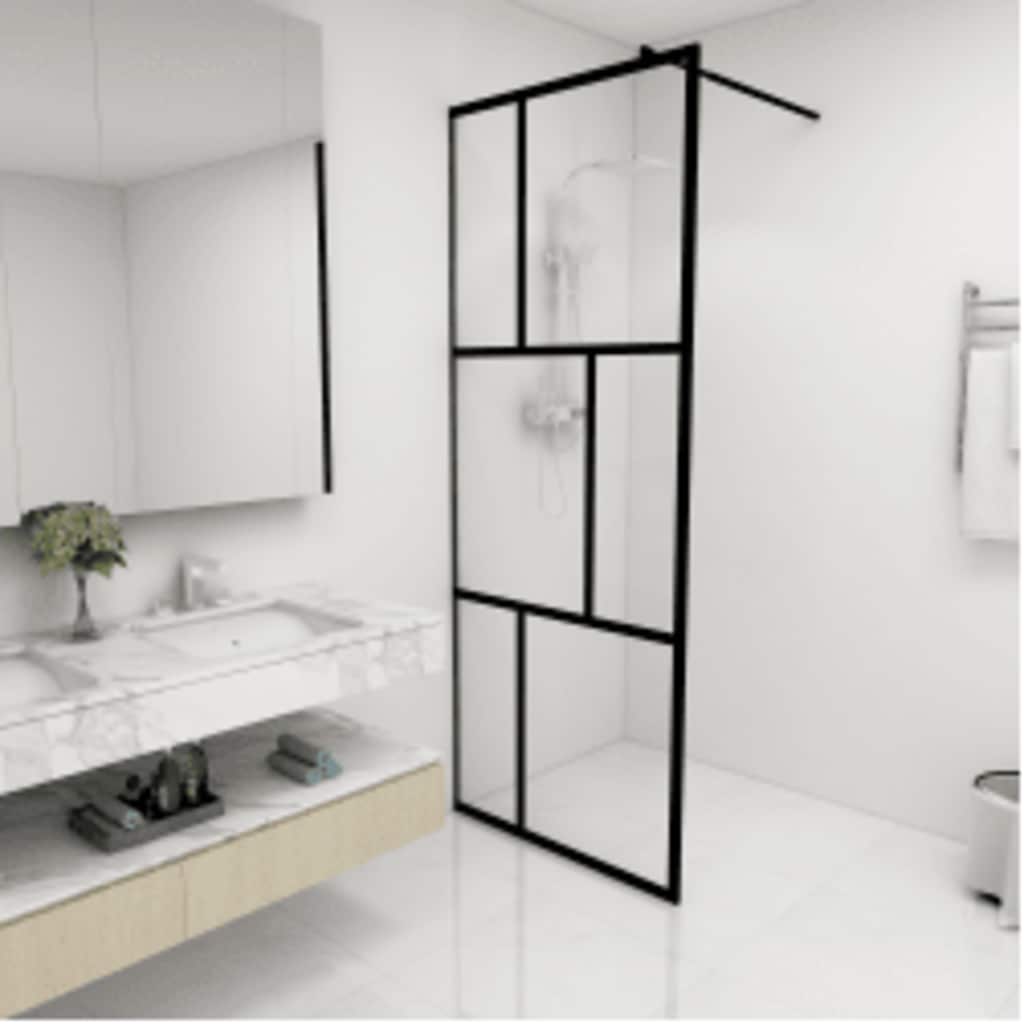Vidaxl Walk -in Duschwand 80x195 cm gehärtetes Glas schwarz