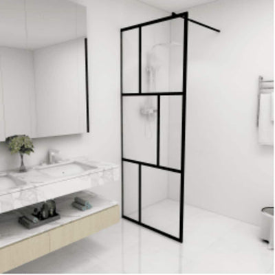 Vidaxl Walk -in Duschwand 80x195 cm gehärtetes Glas schwarz