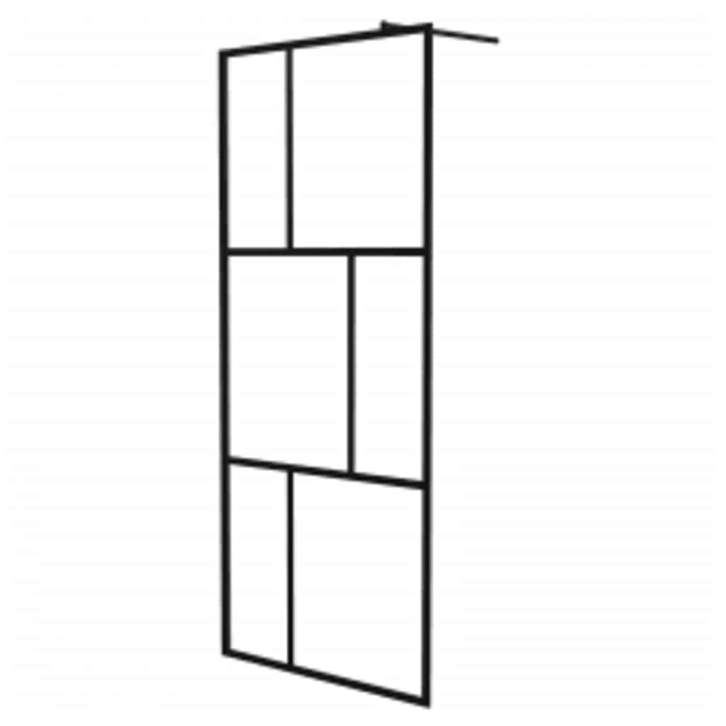 Vidaxl Walk -in Duschwand 90x195 cm gehärtetes Glas schwarz