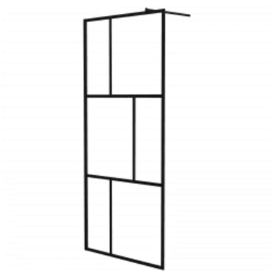 Vidaxl Walk -in Duschwand 90x195 cm gehärtetes Glas schwarz