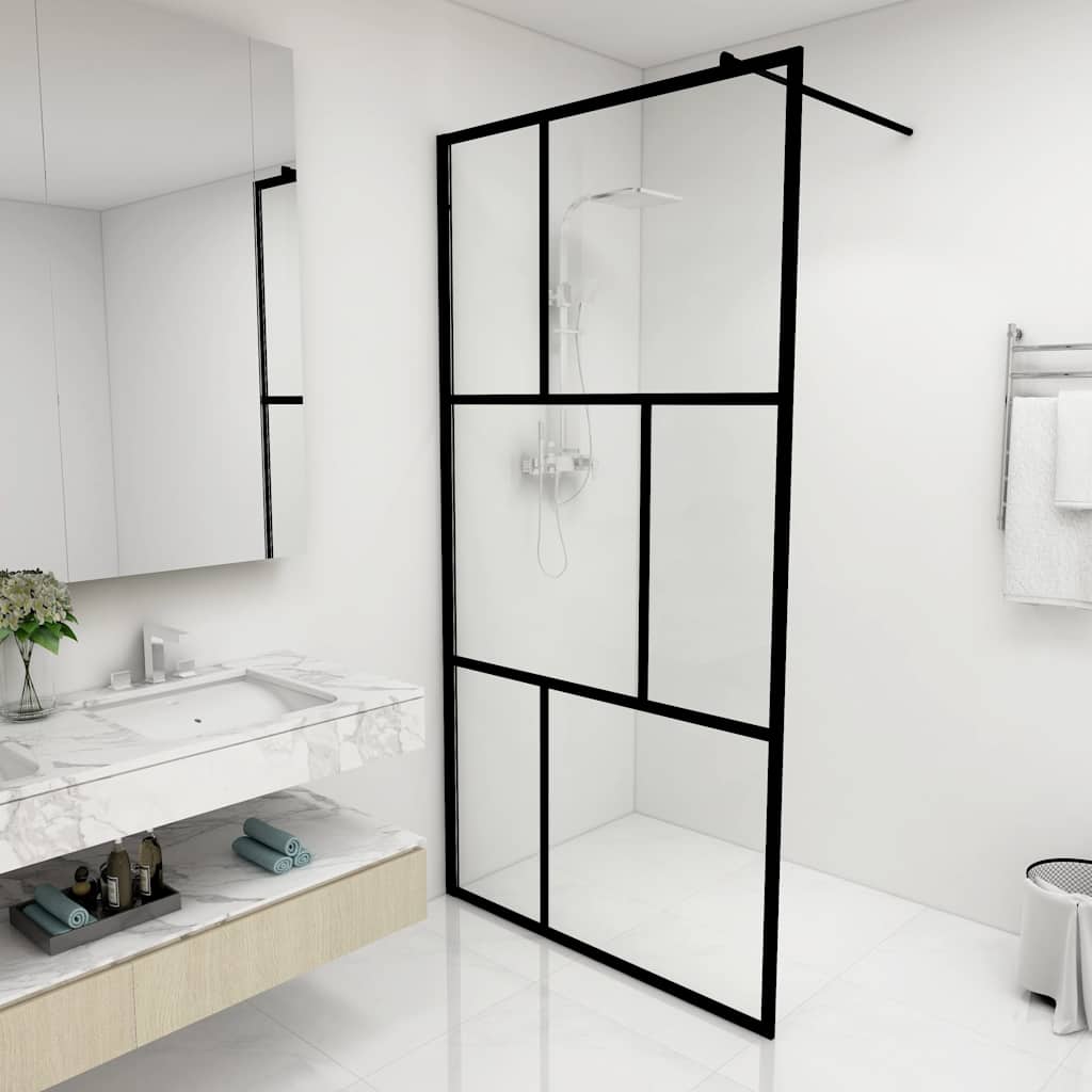 Vidaxl Walk -in Duschwand 100x195 cm terminiertes Glas schwarz