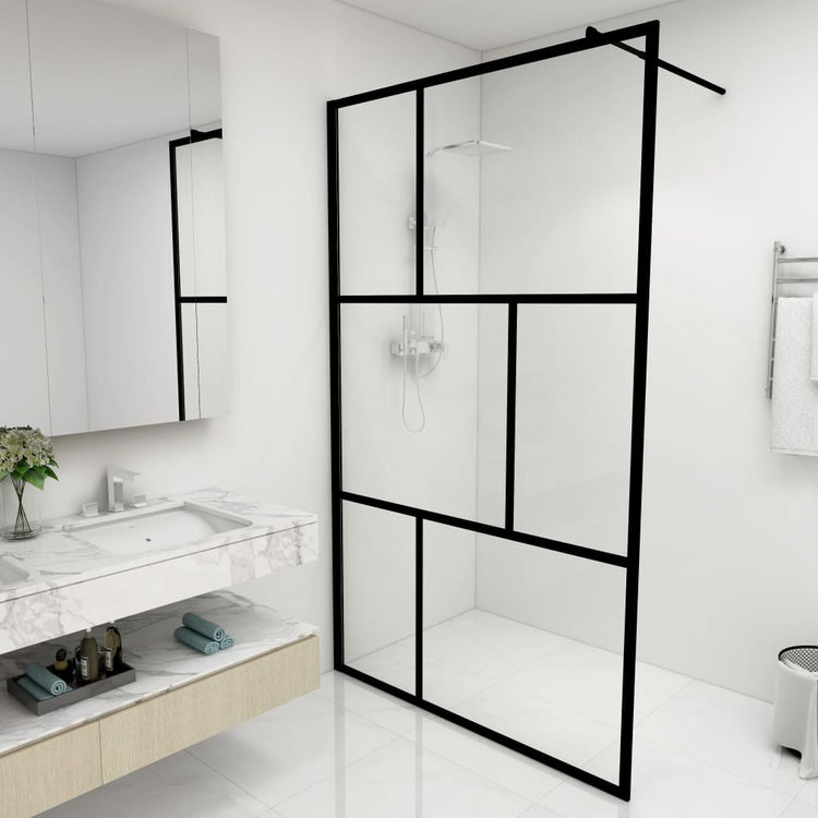 Vidaxl Walk -in Duschwand 115x195 cm gehärtetes Glas schwarz