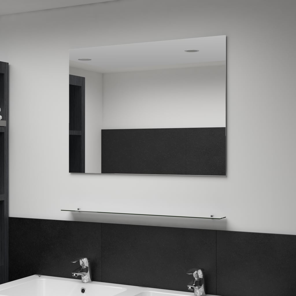 Vidaxl -Wandspiegel mit Regal 80x60 cm gehärtetes Glas