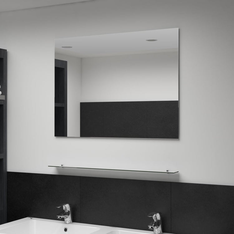 Vidaxl -Wandspiegel mit Regal 80x60 cm gehärtetes Glas