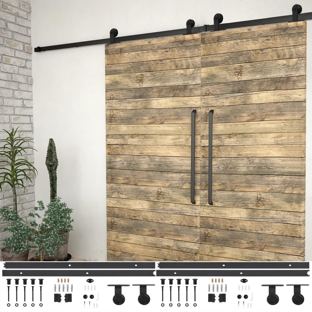 Vidaxl -Hardware -Sets für Schiebetüren 2 ST 200 cm Stahl schwarz